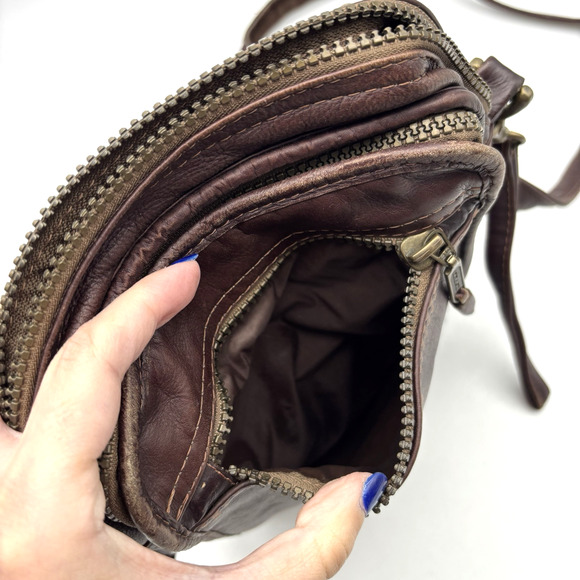 Vintage 90s Dilana Design Collection Brown Leather Organizer Crossbody Bag FLAWS - Picture 10 of 16